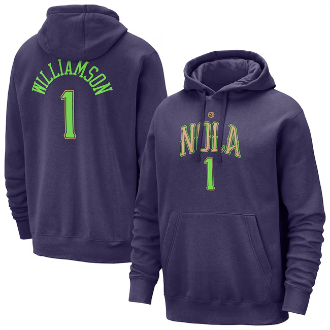 Men's New Orleans Pelicans #1 Zion Williamson Purple 2024/25 City Edition Pullover Hoodie
